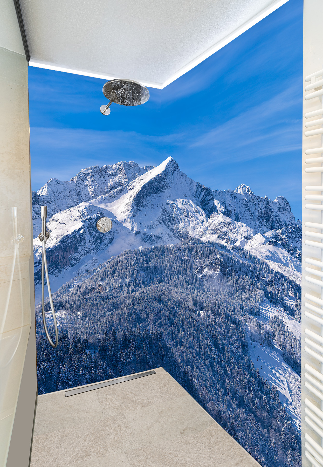 Duschkabine mit Fotomotiv - Alpspitze Zugspitze Winter
