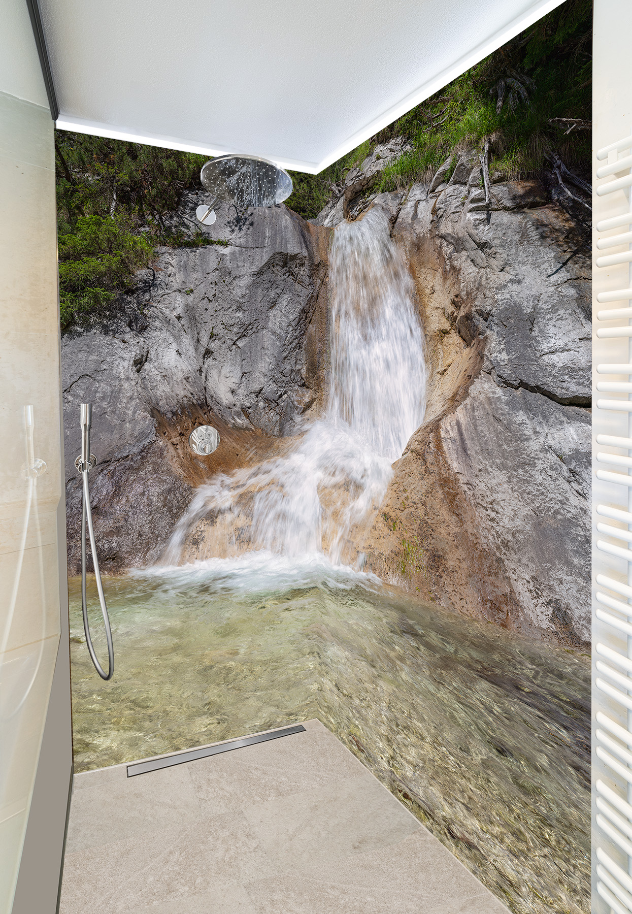 Dusche mit Fotomotiv - Wasserfall Hinterautal Karwendel