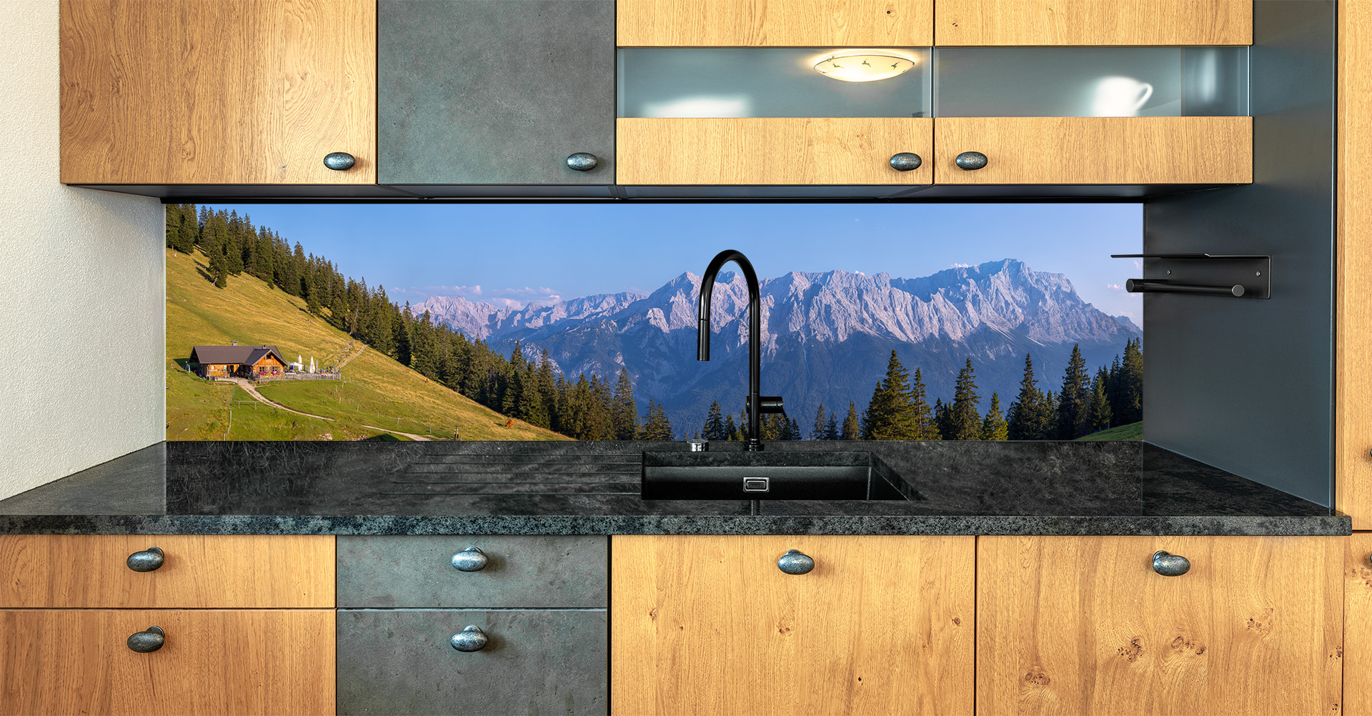 Motiv für eine Küchenrückwand - Stepbergalm mit Blick auf die Zugspitze