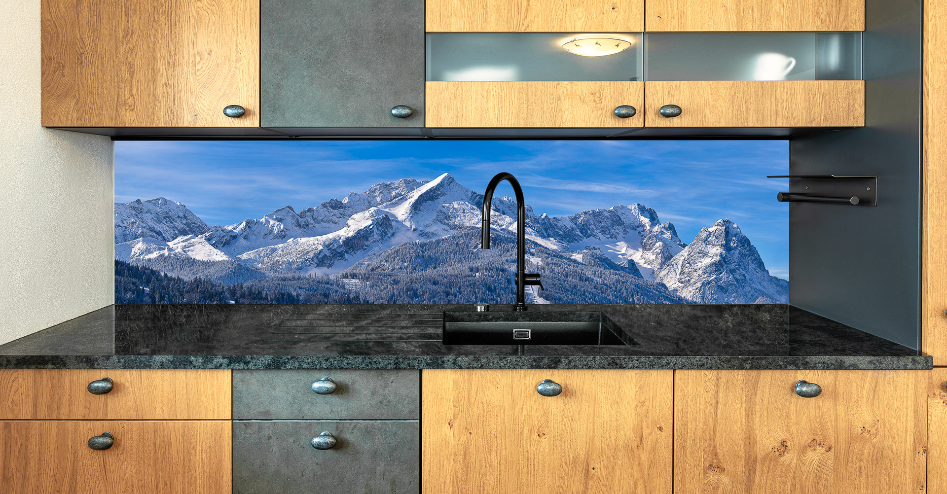 Motiv für eine Küchenrückwand - Alpspitze-Zugspitze-Winter