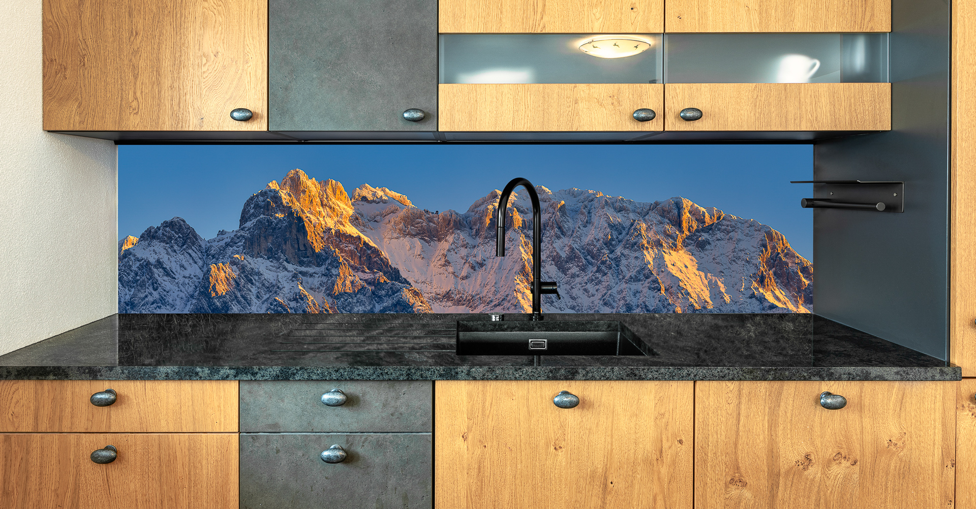 Motiv für eine Küchenrückwand - Alpenglühen Westliche-Karwendelspitze
