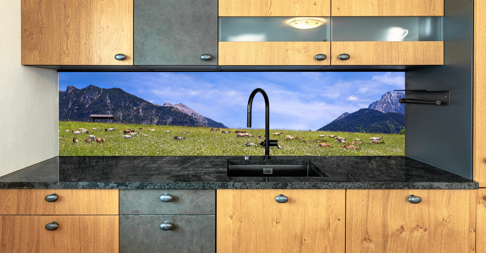 Motiv für eine Küchenrückwand - Ziegenwiese - Goaßalm Buckelwiesen