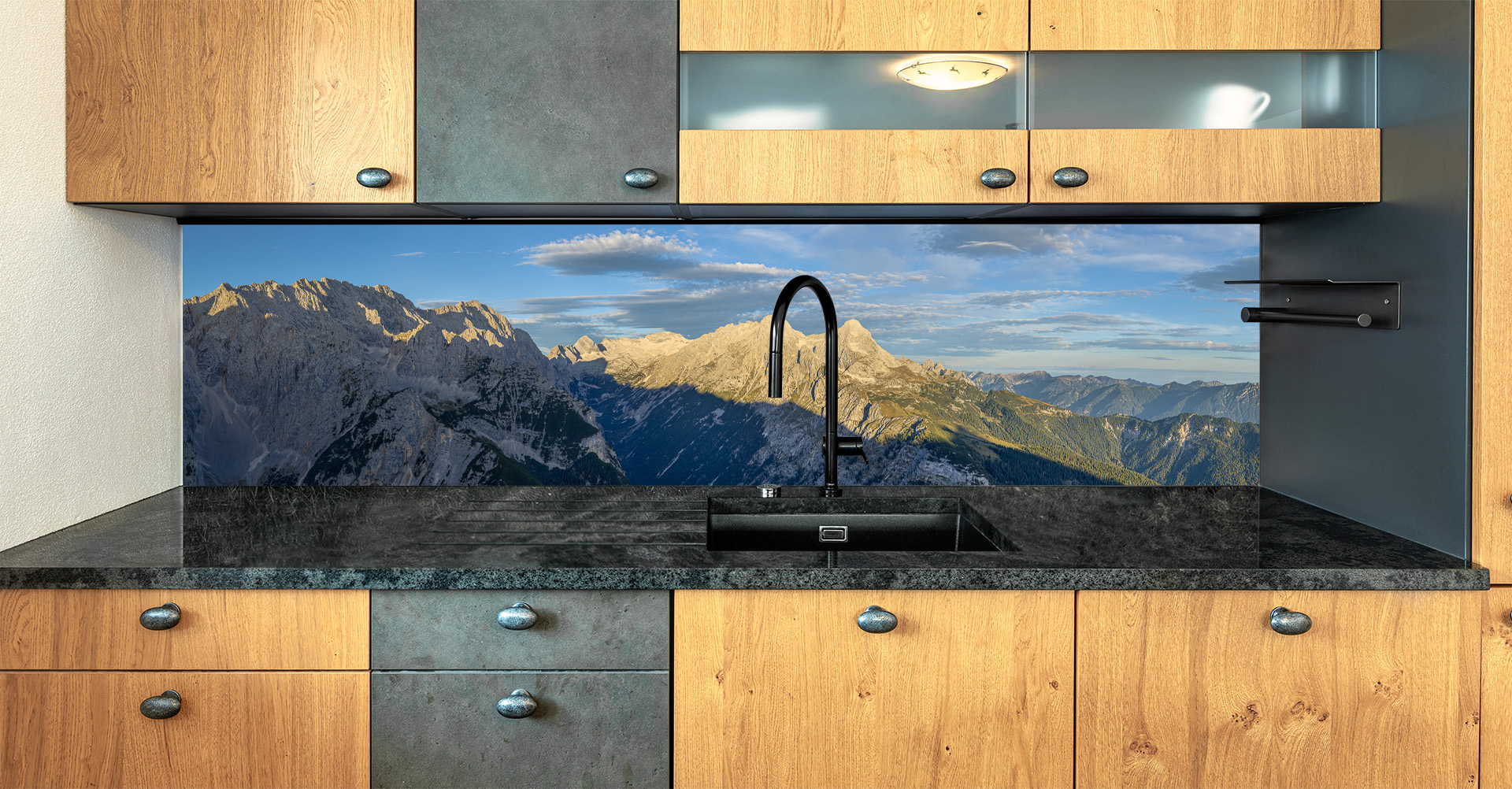 Motiv für eine Küchenrückwand - Ziegenwiese - Frauenalpl am Morgen - Rundblick am Frauenalpl