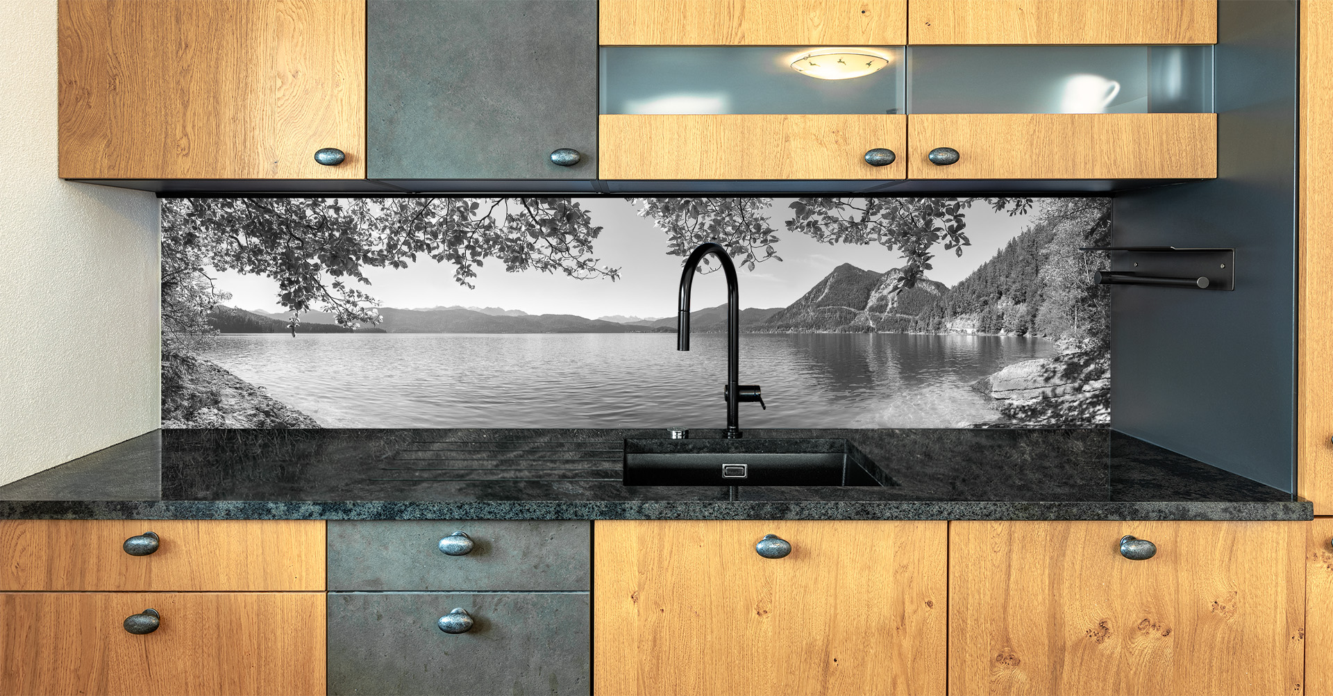 Motiv für eine Küchenrückwand - Goassalm Buckelwiesen sepia