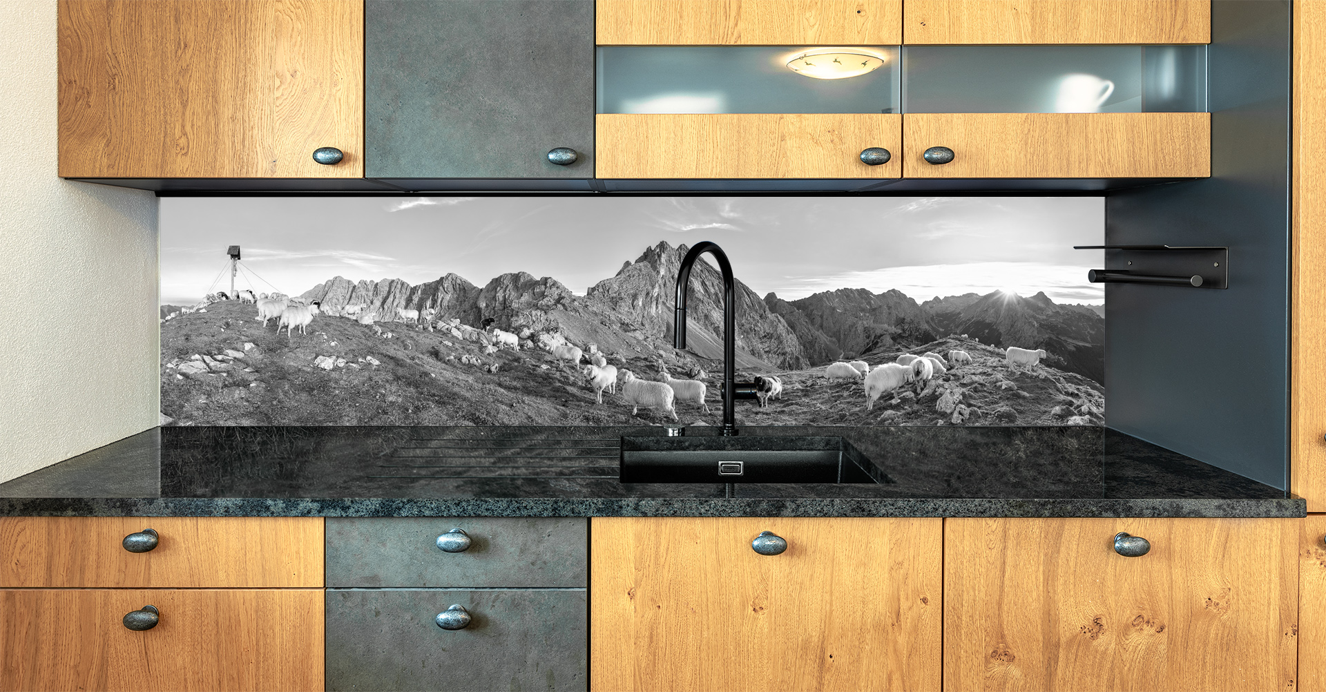 Motiv für eine Küchenrückwand - Blick vom Frauenalplspitz auf das Wettersteingebirge