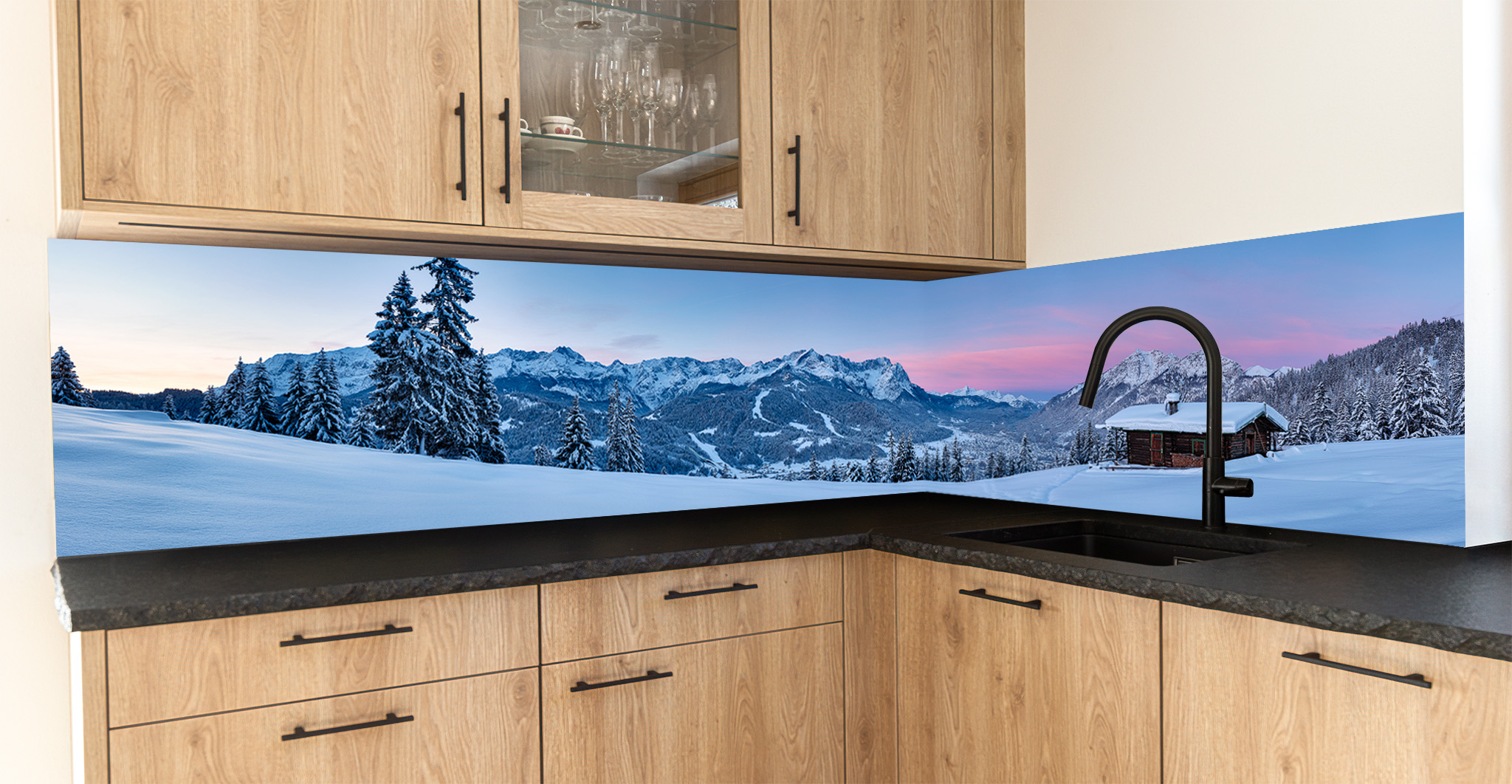 Motiv für eine Küchenrückwand - Blaue Stunde - Winter in Garmisch-Partenkirchen