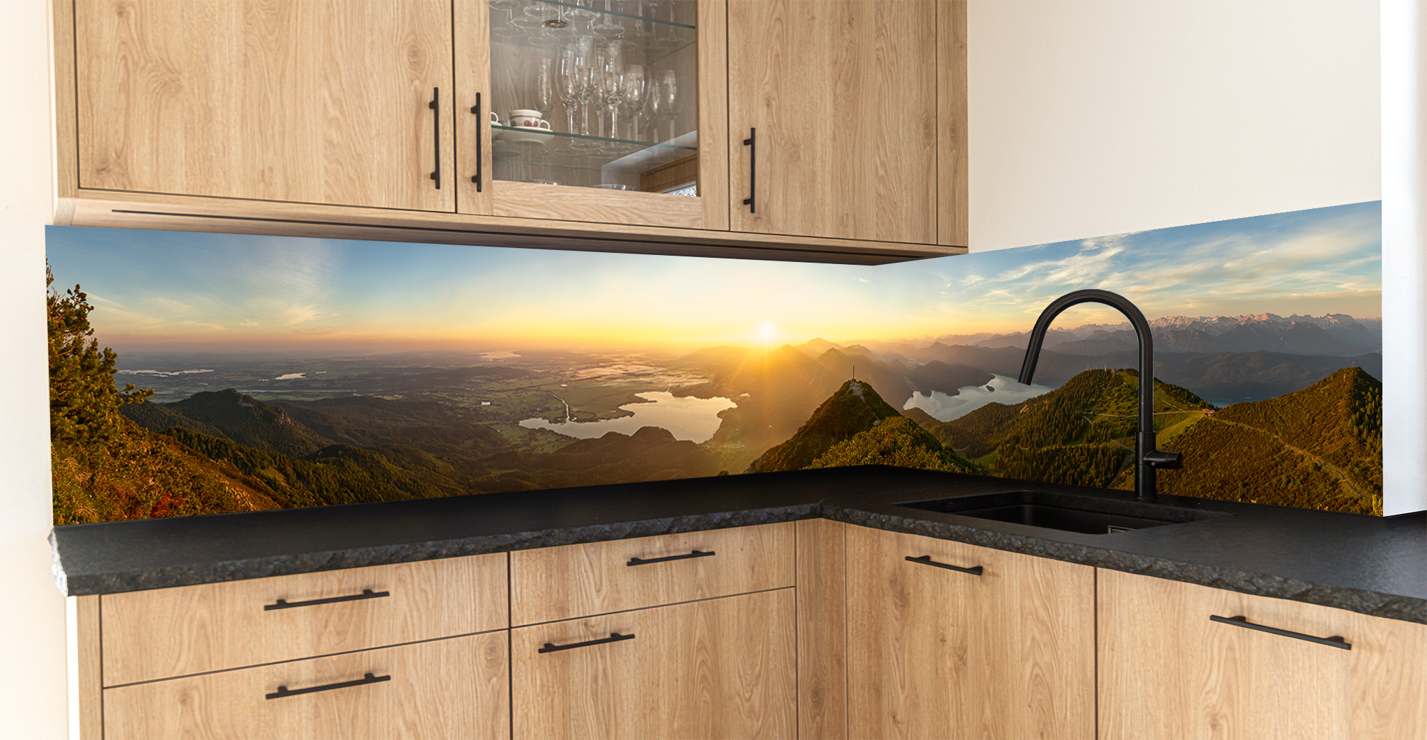 Motiv für eine Küchenrückwand - Herzogstand-Walchensee-Kochelsee-Panorama