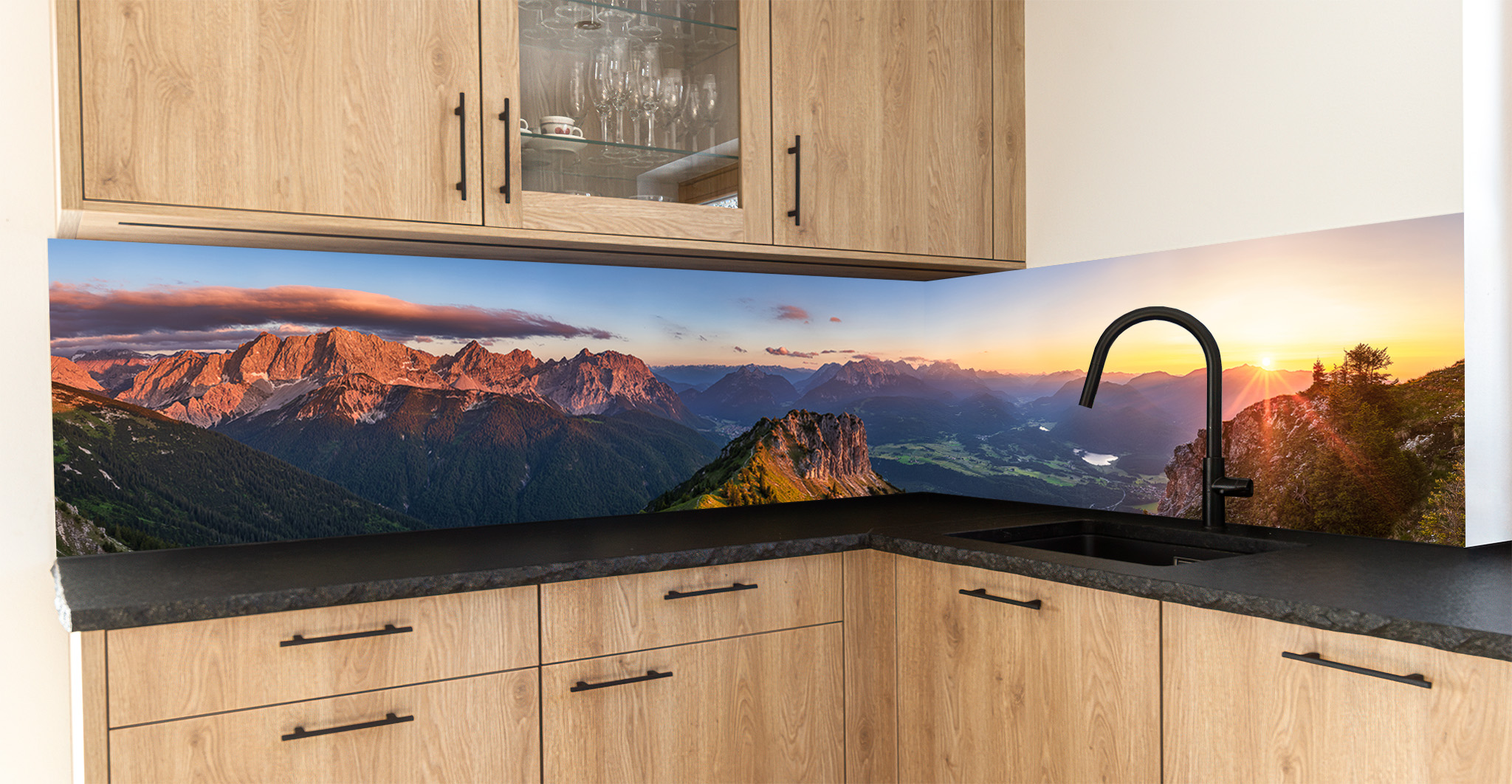 Motiv für eine Küchenrückwand - Alpenwelt Karwendel - Abendstimmung