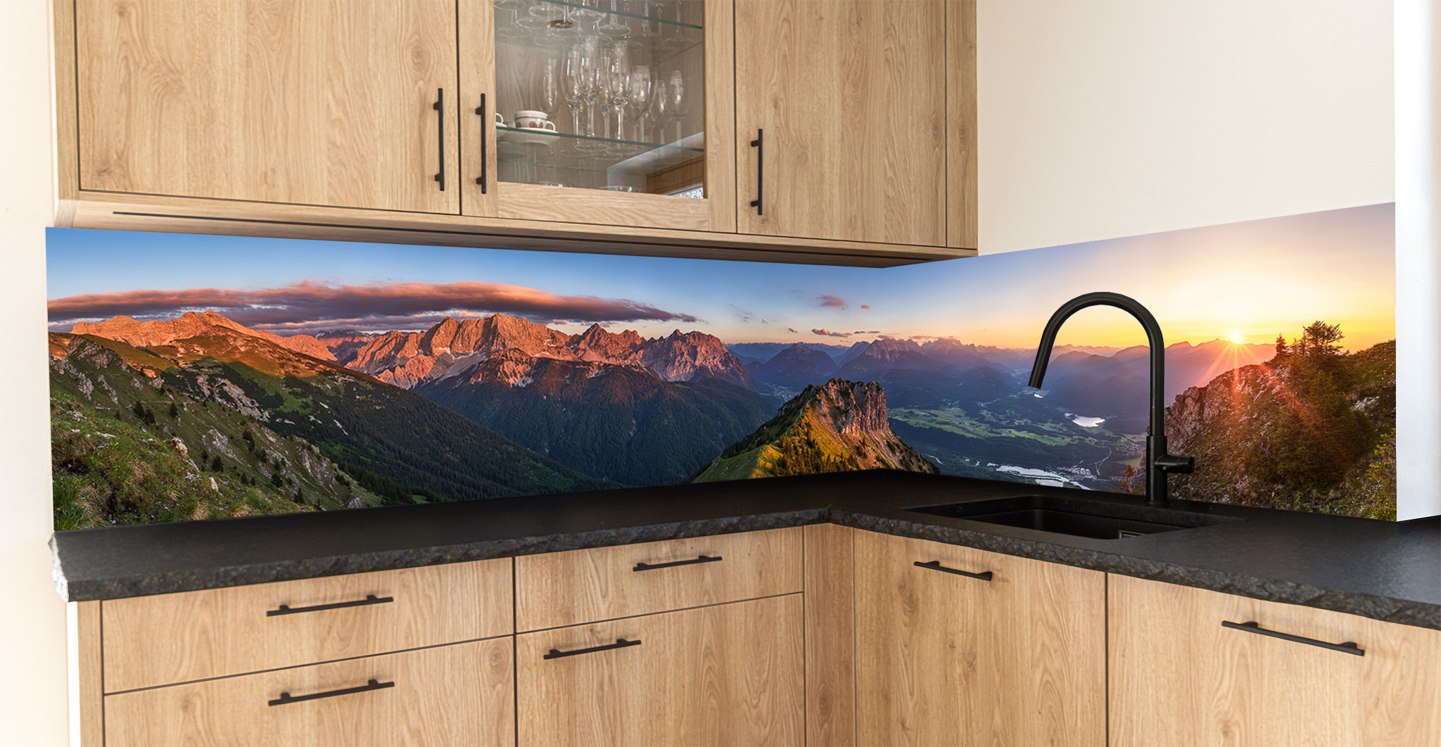 Motiv für eine Küchenrückwand - Alpenwelt Karwendel - Abendstimmung B