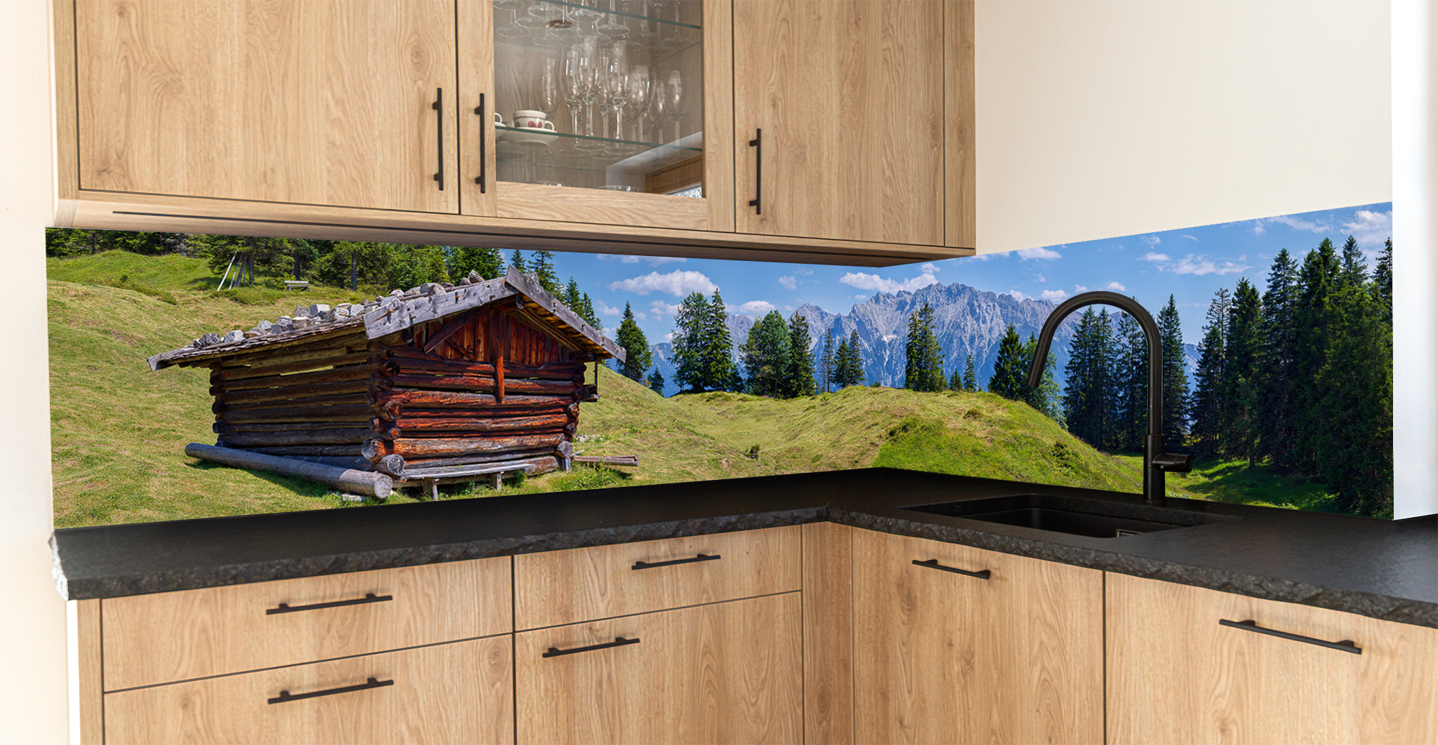 Motiv für eine Küchenrückwand - Karls Wiesmahd-Stodl - Karwendelblick