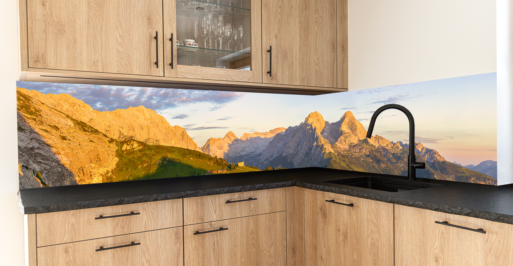 Motiv für eine Küchenrückwand - Schachen im goldenen Licht