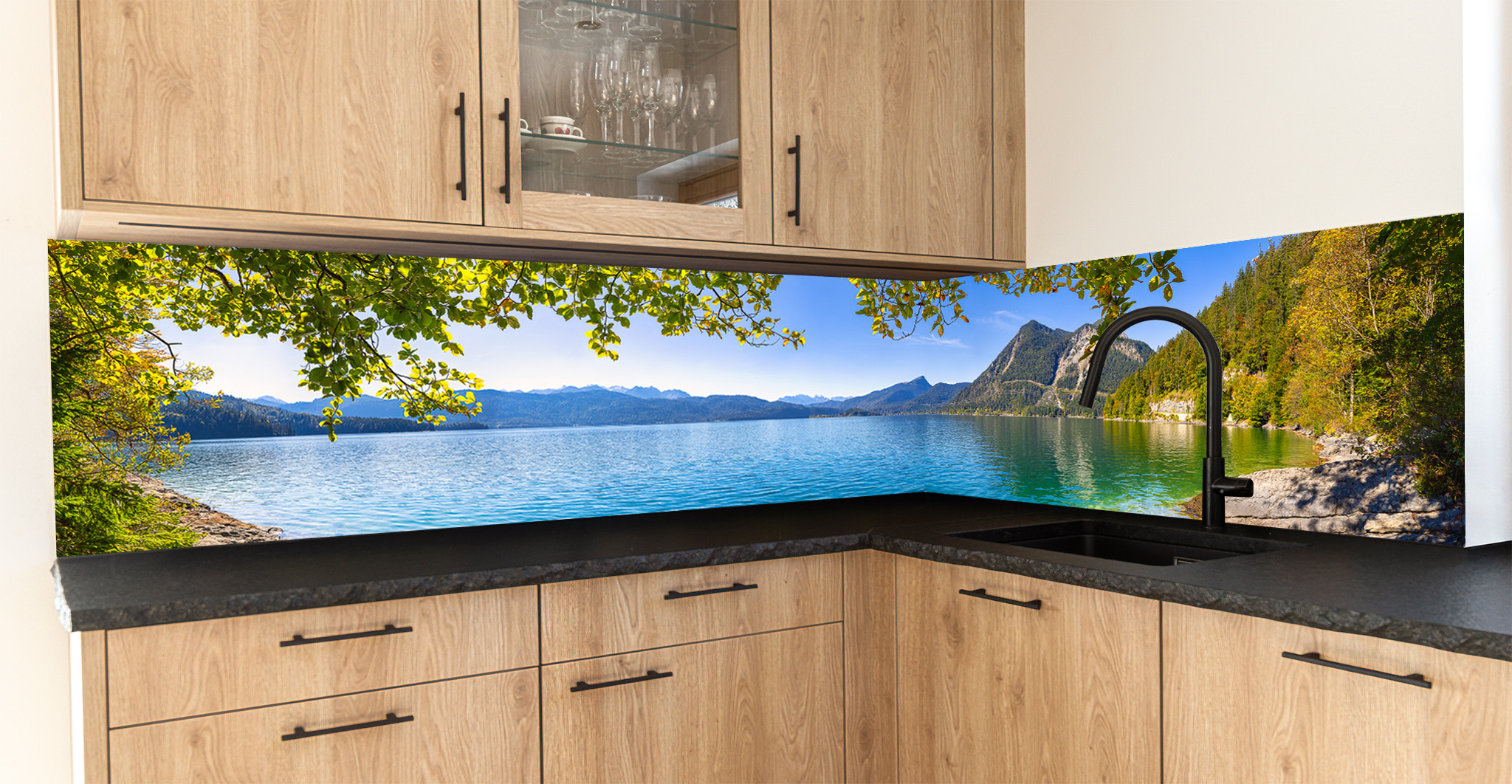 Motiv für eine Küchenrückwand - Walchensee Frühherbst Panorama