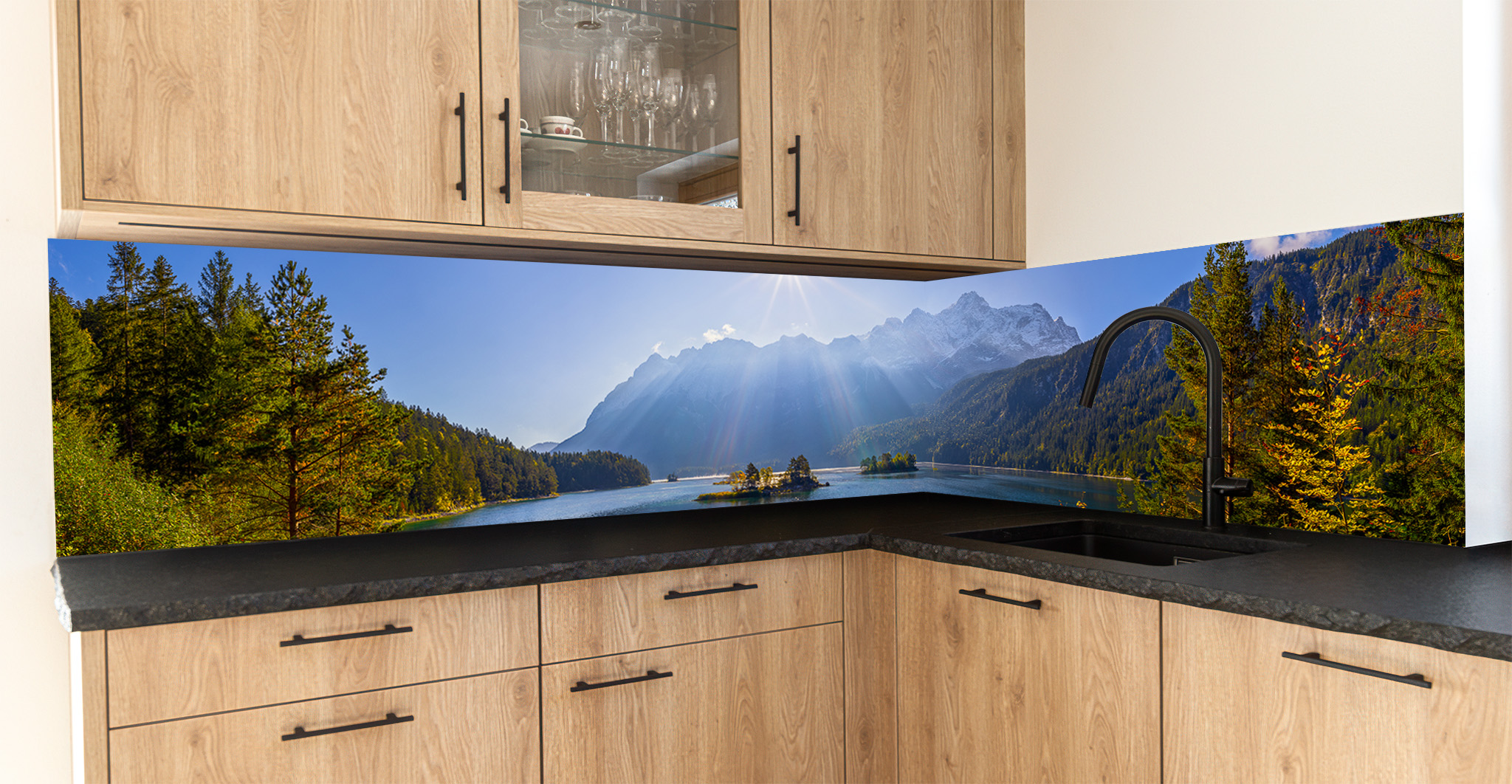 Motiv für eine Küchenrückwand - Eibsee Panorama - Zugspitze