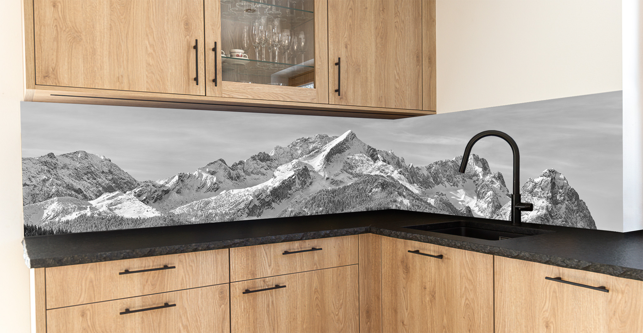 Motiv für eine Küchenrückwand - Alpspitze Zugspitze im Winter SW