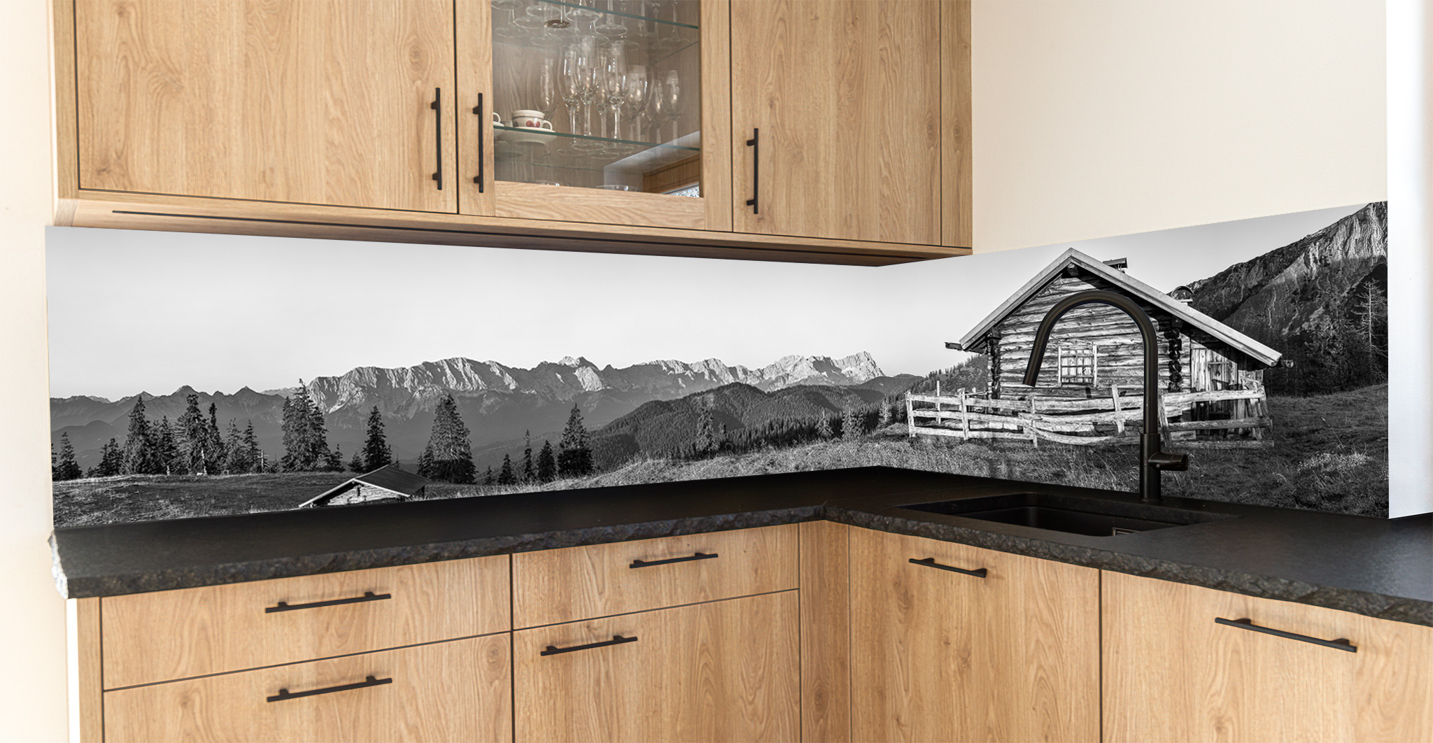 Motiv für eine Küchenrückwand - Morgen an der Krüner Alm sw